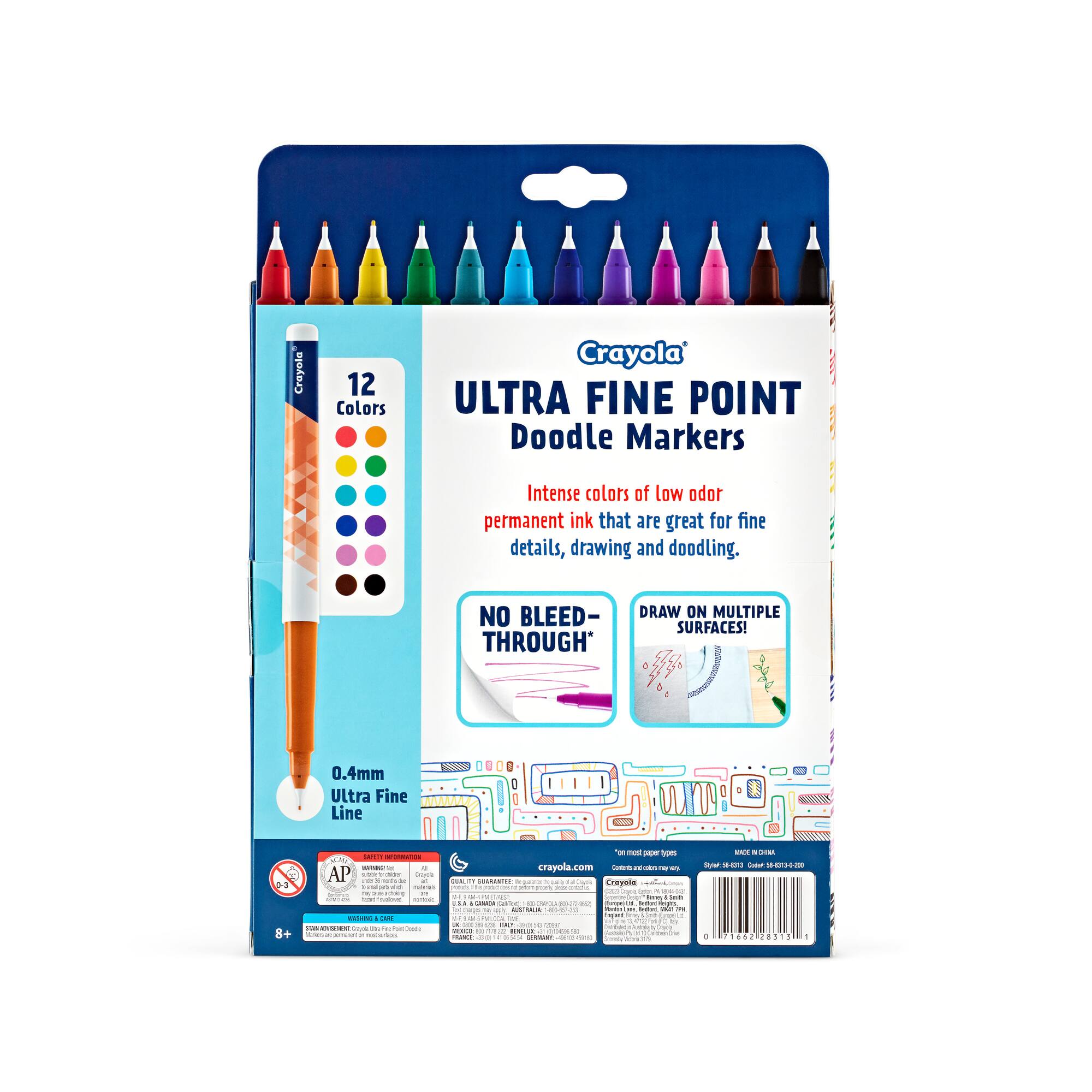 Crayola® Ultra Fine Point Doodle Markers, 12ct.